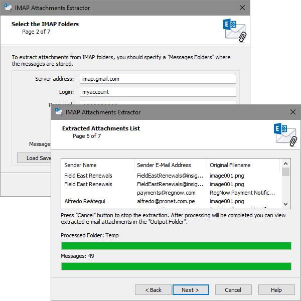 Extract attachments from IMAP4 servers