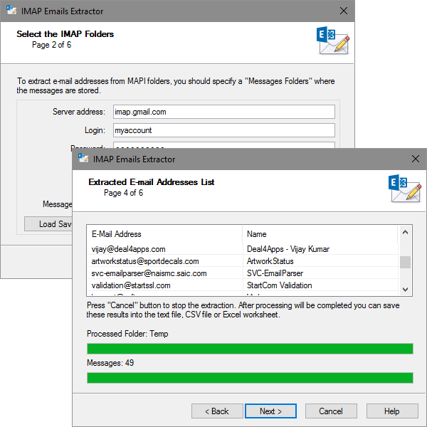 IMAP Emails Extractor software